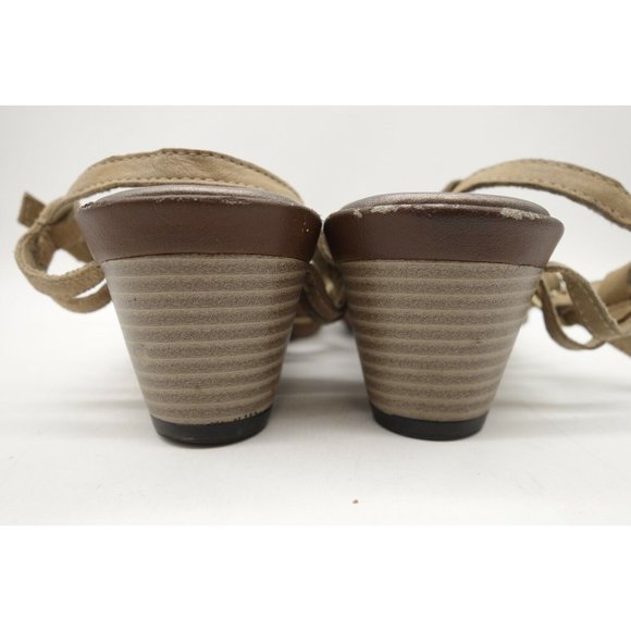 Clarks Bendables Brown Leather Slip On Buckle Wedge Sandals Shoes Women's 8 M - Picture 7 of 10